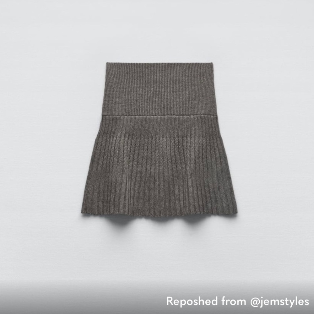 Zara Gray Ribbed Skirt Set